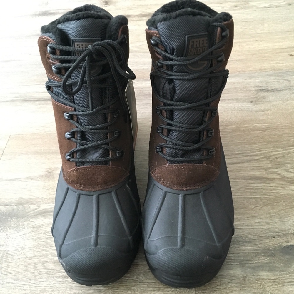 Men's Black and Brown Snow Boots